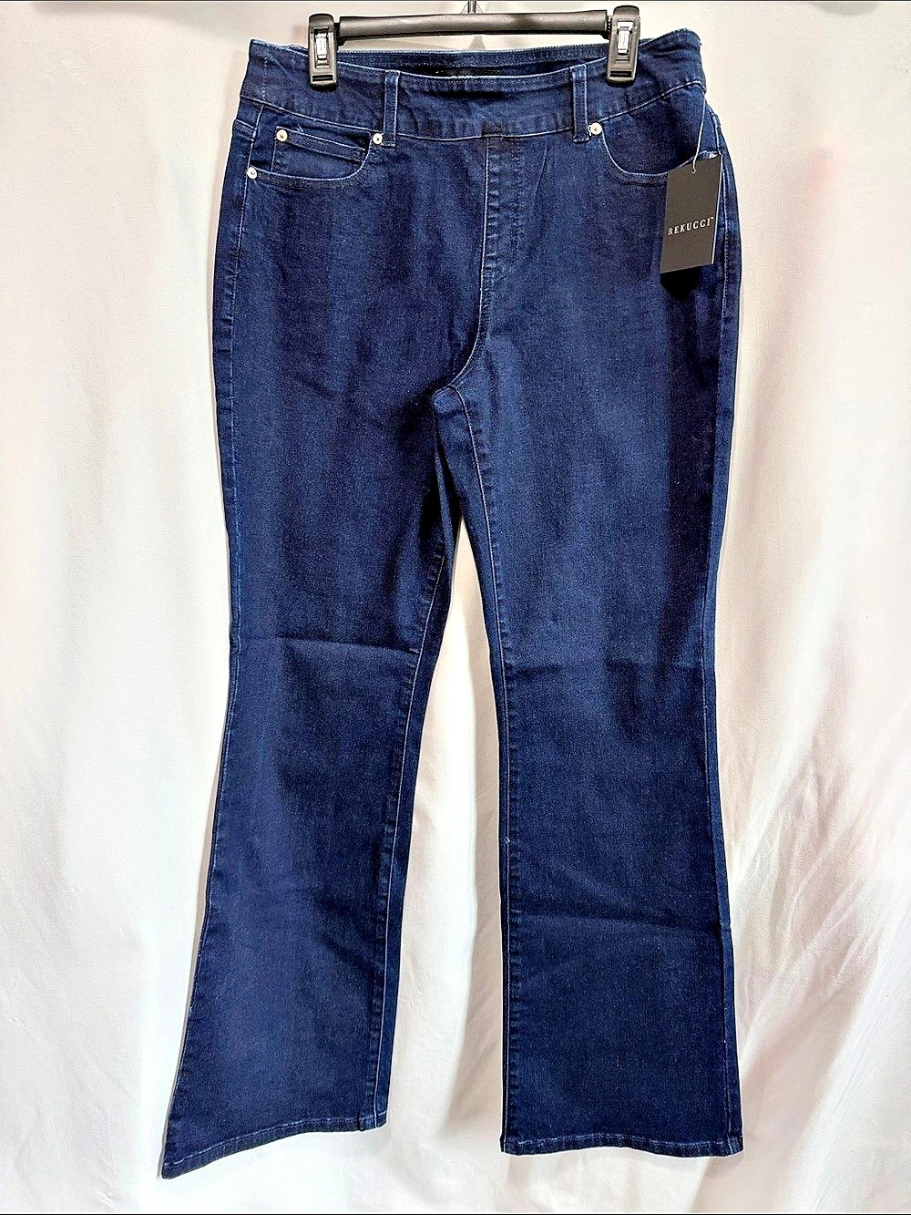 Rekucci Women's Pull-On Denim Bootcut Pant Flare Jeans Blue 16W